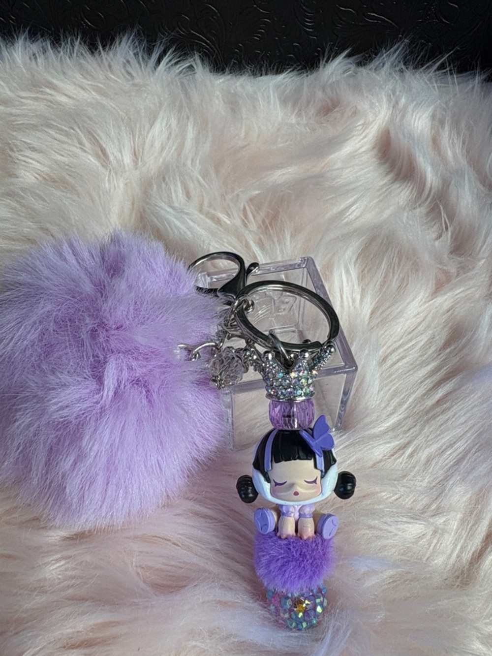 Plush Pom-Pom Purple custom POPBEAN keychain! SKULPANDA